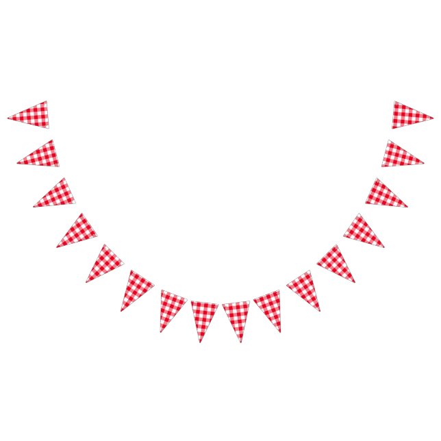 Red Gingham Country Wedding Bunting Flags (All)