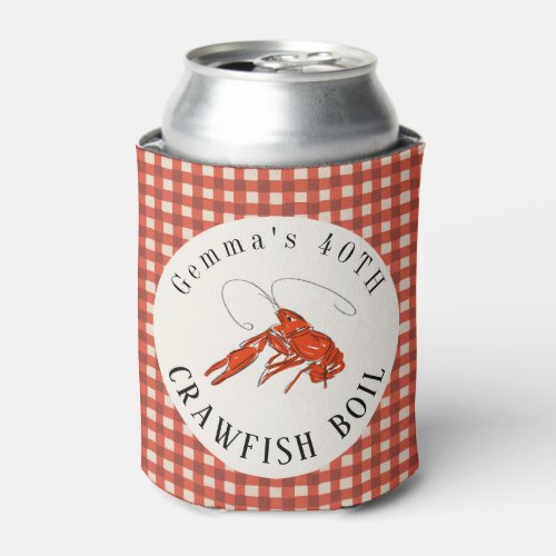 Red Gingham Crawfish Boil Seafood Party Can Cooler