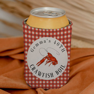 Red Gingham Crawfish Boil Seafood Party Can Cooler