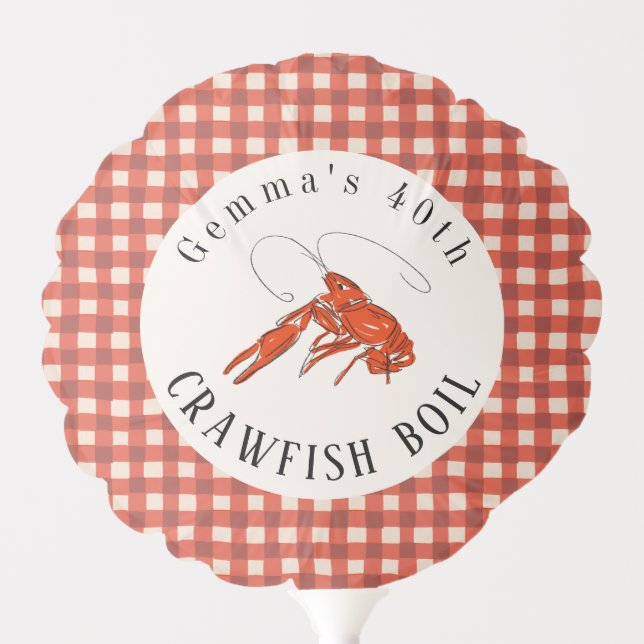 Red Gingham Crawfish Boil Seafood Party Paper Balloon (Front)