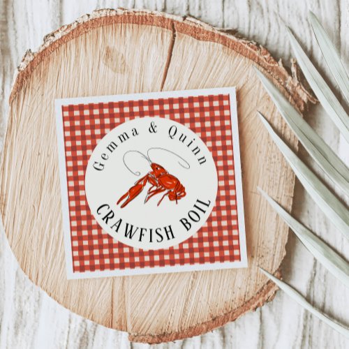 Red Gingham Crawfish Boil Seafood Party Paper Napkins