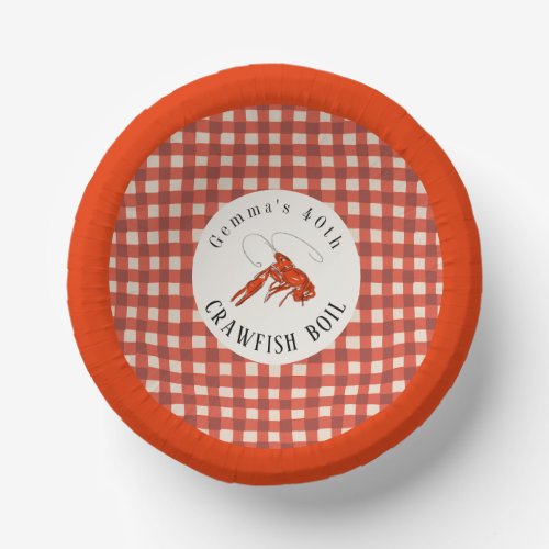 Red Gingham Crawfish Boil Seafood Party Paper Paper Bowls