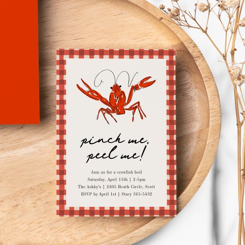 Red Gingham Crawfish Boil Seafood Summer Party Invitation