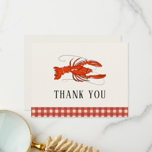 Red Gingham Crawfish Boil Seafood Thank You Notes