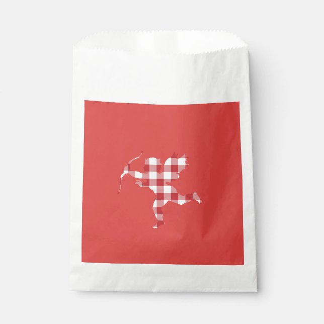 Red Gingham Cupid Favor Bag (Front)
