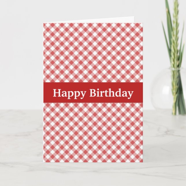 Red Gingham Custom Birthday Card (Front)