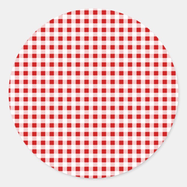 Red Gingham + Custom Color Classic Round Sticker (Front)