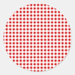 Red Gingham + Custom Color Classic Round Sticker