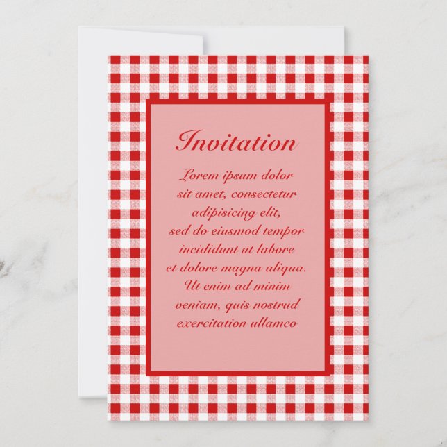 Red Gingham + Custom Color Invitation (Front)
