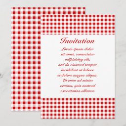 Red Gingham + Custom Color Invitation | Zazzle