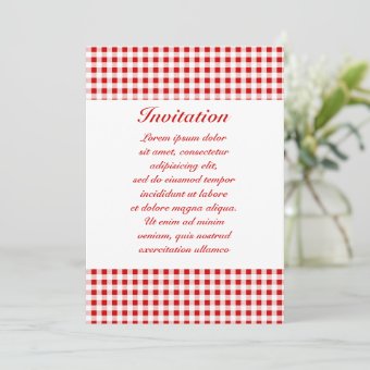 Red Gingham + Custom Color Invitation | Zazzle
