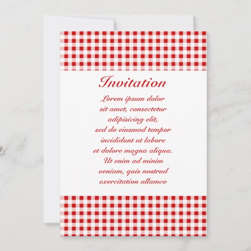 Red Gingham + Custom Color Invitation | Zazzle