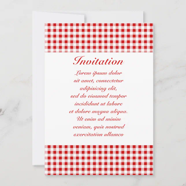 Red Gingham + Custom Color Invitation | Zazzle