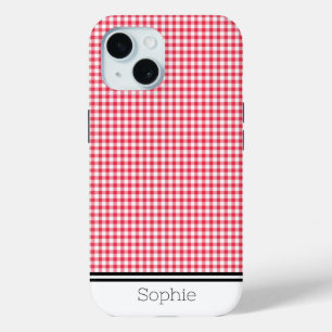 Red Gingham Custom Samsung iPhone 15 Case