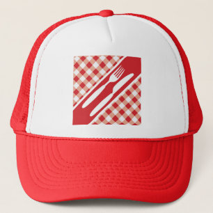 Red Gingham & Cutlery Trucker Hat