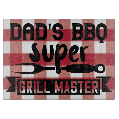 Red Gingham Dadâs BBQ Super Grill Master Cutting Board