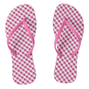 Red Gingham Design Flip Flops
