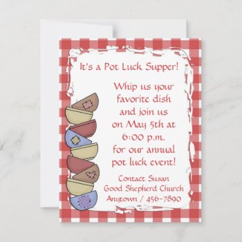 Red Gingham Dishes Invitation by StarStock at Zazzle