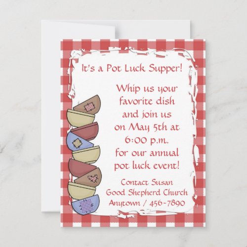 Red Gingham Dishes Invitation