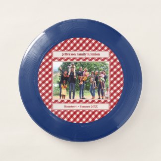 Red Gingham Family Reunion Photo and Name Template Wham-O Frisbee