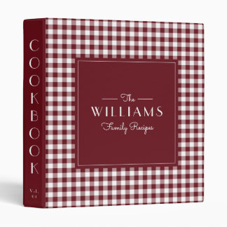 Red Gingham Farmhouse Family Recipe Cookbook 3 Ring Binder
