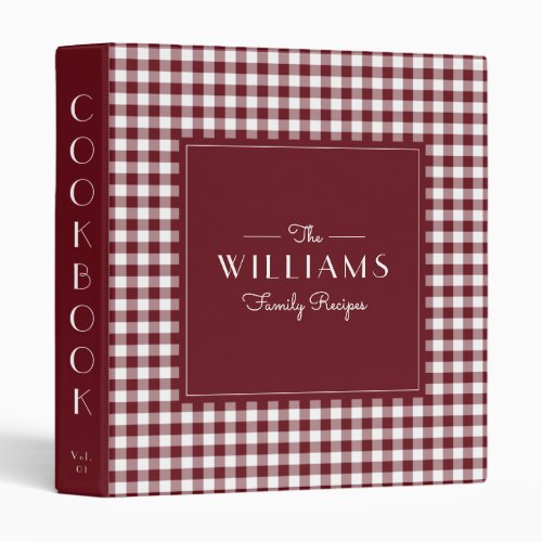  Red Gingham Farmhouse Family Recipe Cookbook 3 Ring Binder