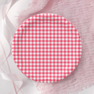 Red Gingham First Birthday Paper Plates