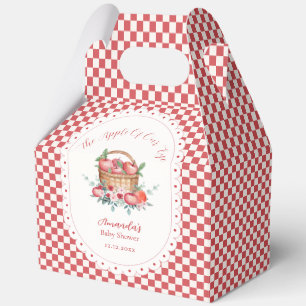 Red Gingham Floral Harvest Apple Baby Shower Favor Boxes