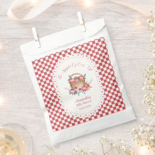 Red Gingham Flower Harvest Apple Baby Shower Favor Bag
