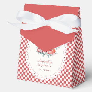 Red Gingham Flower Harvest Apple Baby Shower Favor Boxes