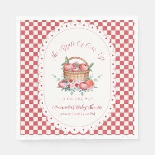 Red Gingham Flower Harvest Apple Baby Shower Napkins