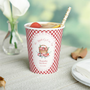 Red Gingham Flower Harvest Apple Baby Shower Paper Cups