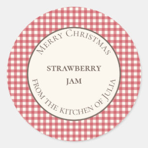 Red gingham food and jar labels for homemade gifts