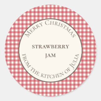 Red gingham food and jar labels for homemade gifts