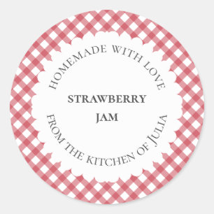 Red gingham food and jar labels for homemade gifts