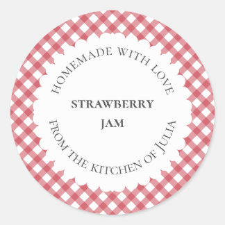 Red gingham food and jar labels for homemade gifts