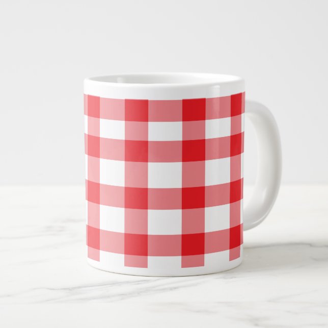 Red Gingham Giant Coffee Mug (Front Right)