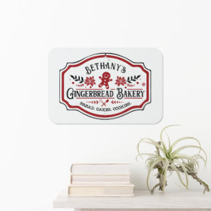 Red Gingham Gingerbread Bakery Metal Sign