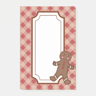 Red Gingham Gingerbread Post It Notes 