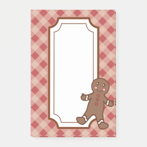 Red Gingham Gingerbread Post It Notes