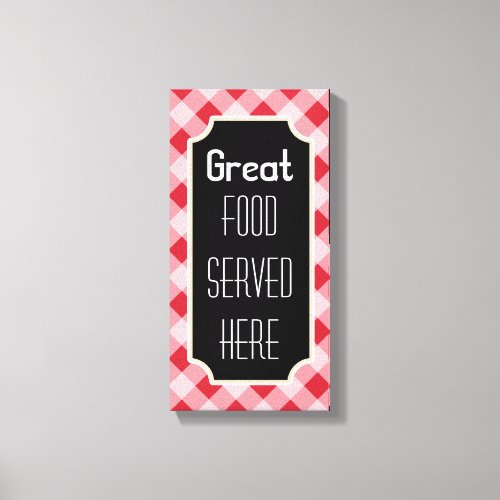 Red Gingham Great Food Sign Canvas