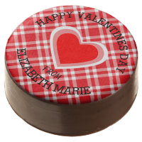 Red Gingham Happy Valentine's Day Chocolate Covered Oreo