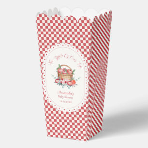 Red Gingham Harvest Apple Baby Shower Popcorn Favor Boxes