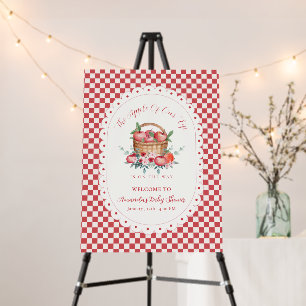 Red Gingham Harvest Apple Baby Shower Welcome Sign