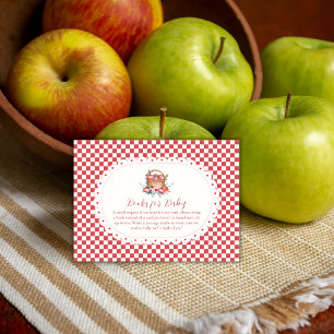 Red Gingham Harvest Apple Books For Baby Shower Enclosure Card