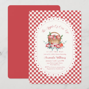 Red Gingham Harvest Apple Of Our Eye Baby Shower Invitation