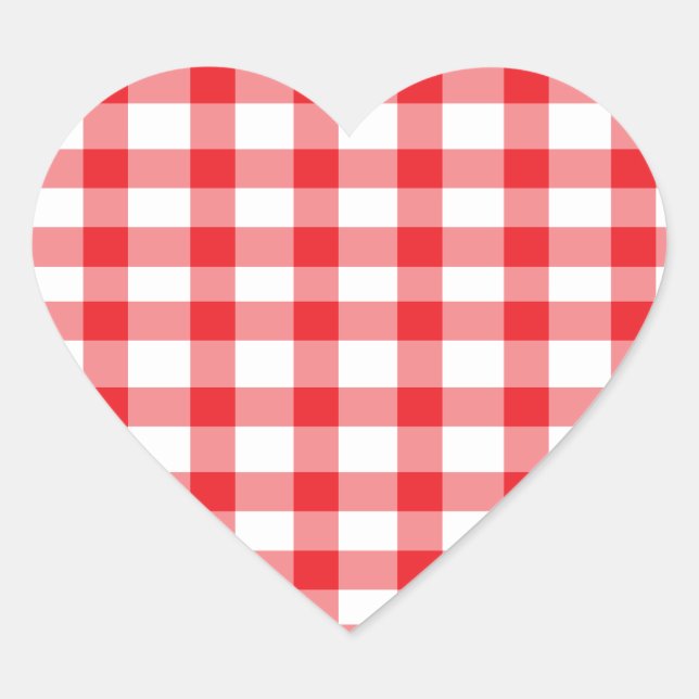 Red Gingham Heart Sticker (Front)