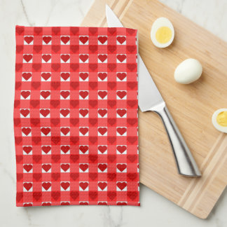 Red Gingham Hearts Kitchen Towel