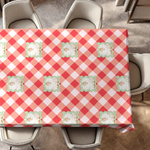Red Gingham Holiday Christmas Custom Photo Tablecloth