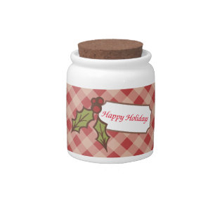 Red Gingham Holiday Jar